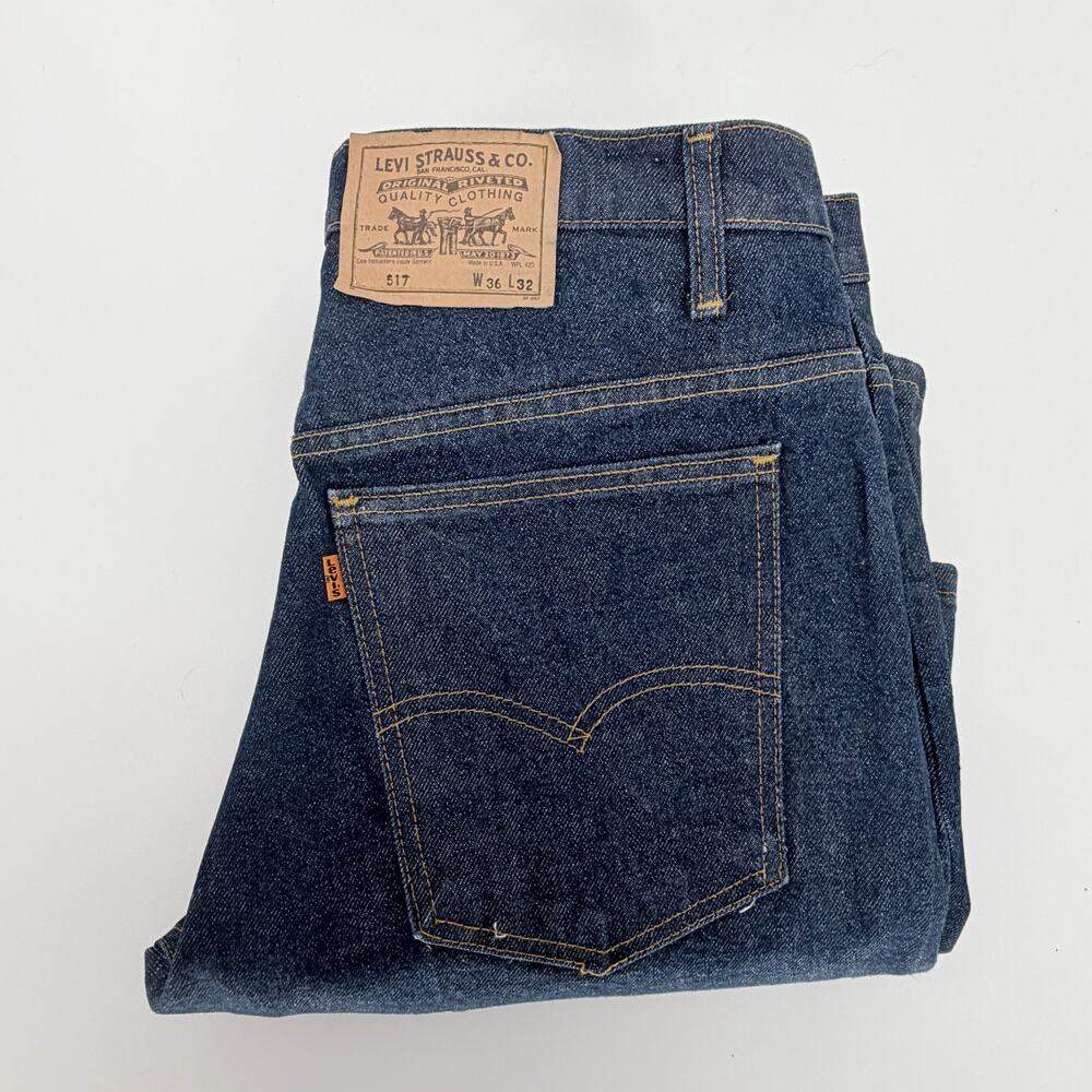 Vintage LEVI'S 517 Bootcut Orange Tab Blue Denim Jeans 36X32 (34L Actual)